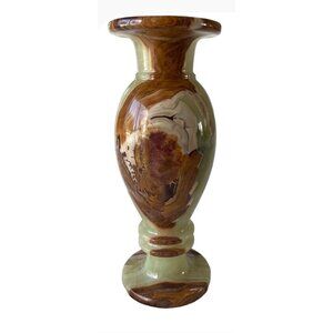 Vintage Genuine Multi-Color Onyx Marble Vase 8" Tall - Handcrafted Gemstone Deco